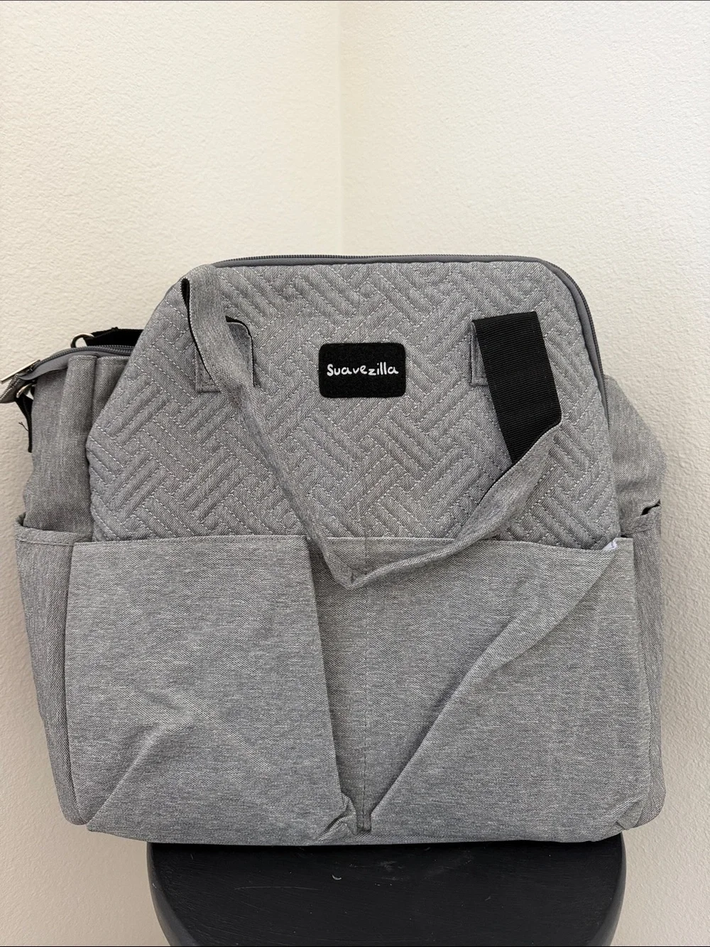 Women’s Gray Quilted Baby Diaper Bag